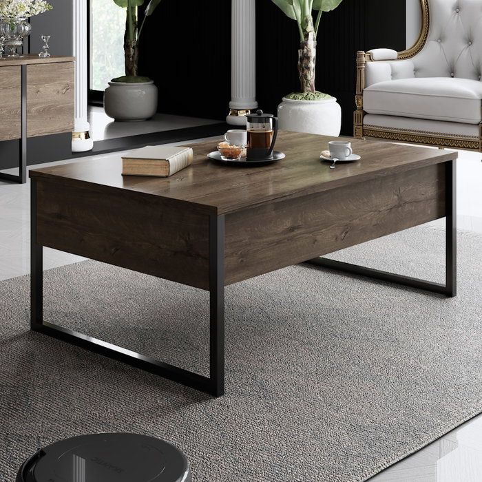 Hanah Home Mesa de Centro Luxe Nogal y Negro